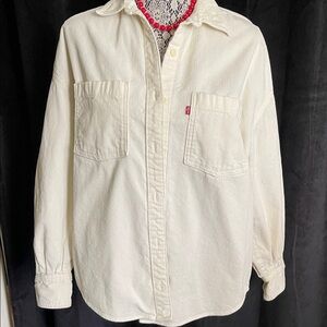 Levi's Cream XS Corduroy Shirt Shacket